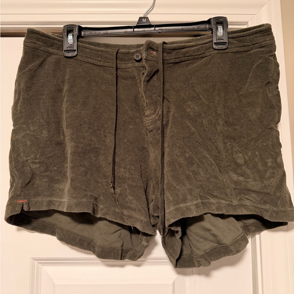 Orlebar Brown Olive Green Terry Cloth Shorts